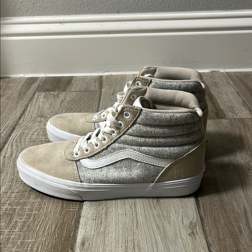 Vans Tan and Gray High-Top Sneakers